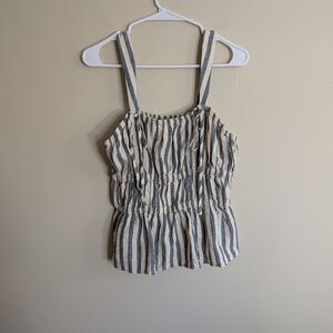 NWT Universal Thread blue and tan striped peplum tank top size M